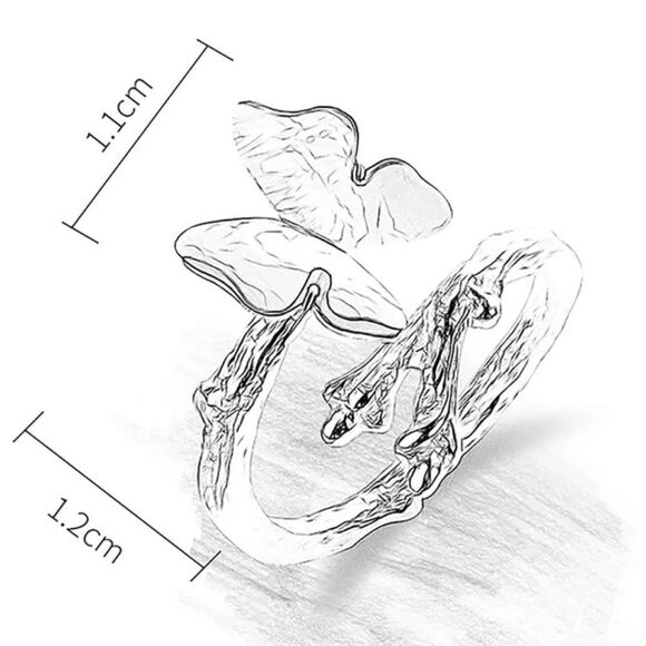 Minimalist 925 Sterling Silver resting Butterfly Wrap Ring Unique Statement Ring - Picture 7 of 10